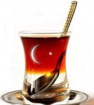 Турецкий стакан для чая 135 ml. - Армуды - Тюльпаны (стакан + блюдечко) - PAŞABAHÇE 